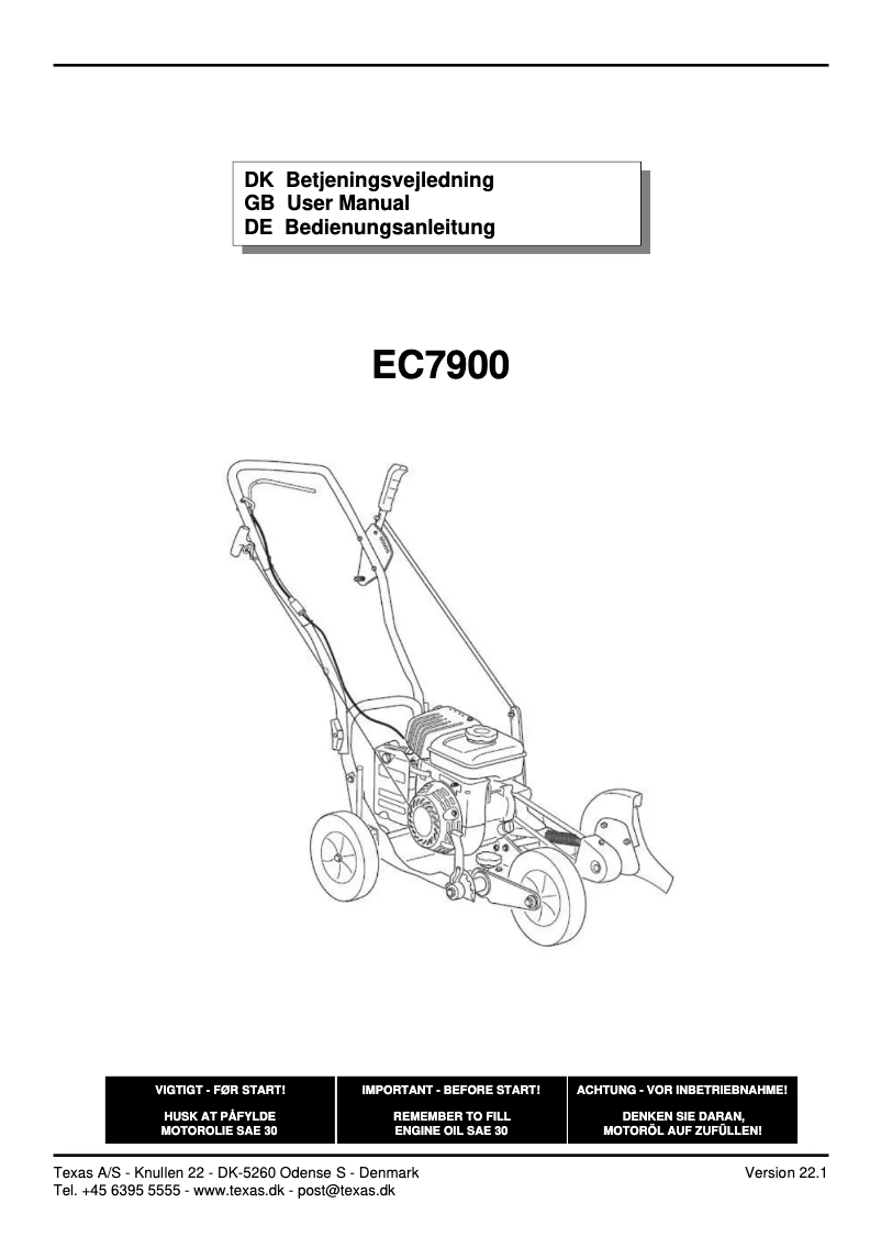 Page 1 of the manual User Manual Texas EC7900