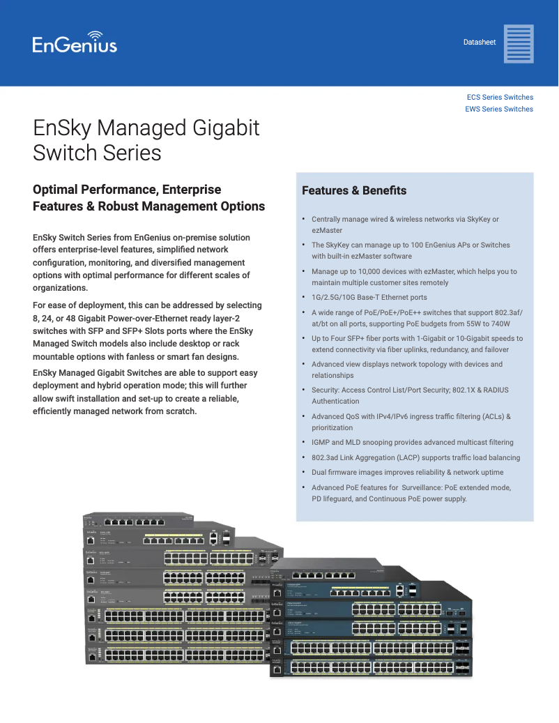 Page 1 of the manual Technical Sheet EnGenius EWS1200-28TFP