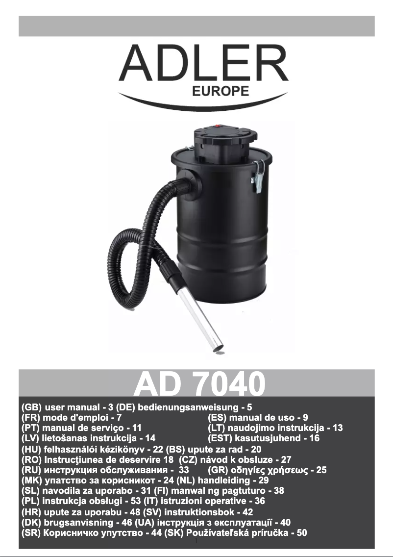 Page 1 of the manual User Manual Adler AD 7040