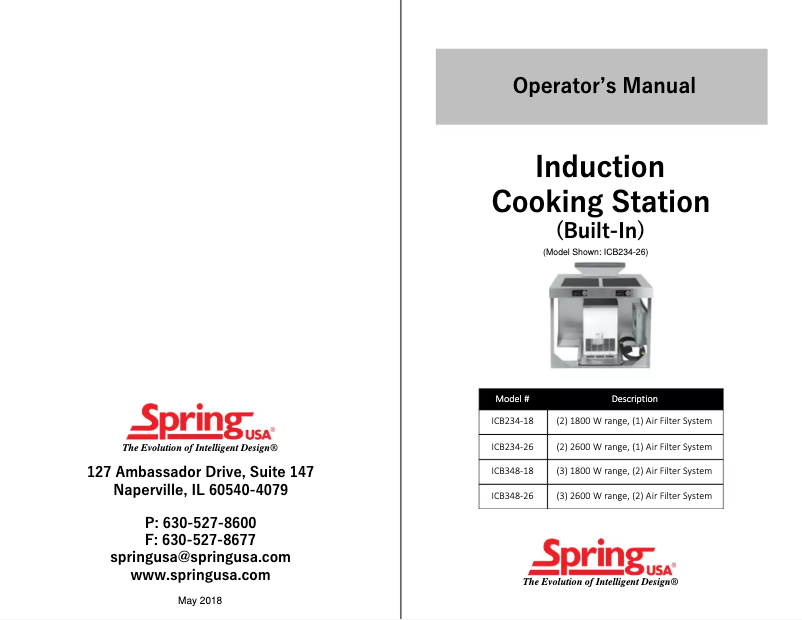 Page 1 of the manual User Manual Spring USA ICB348-18