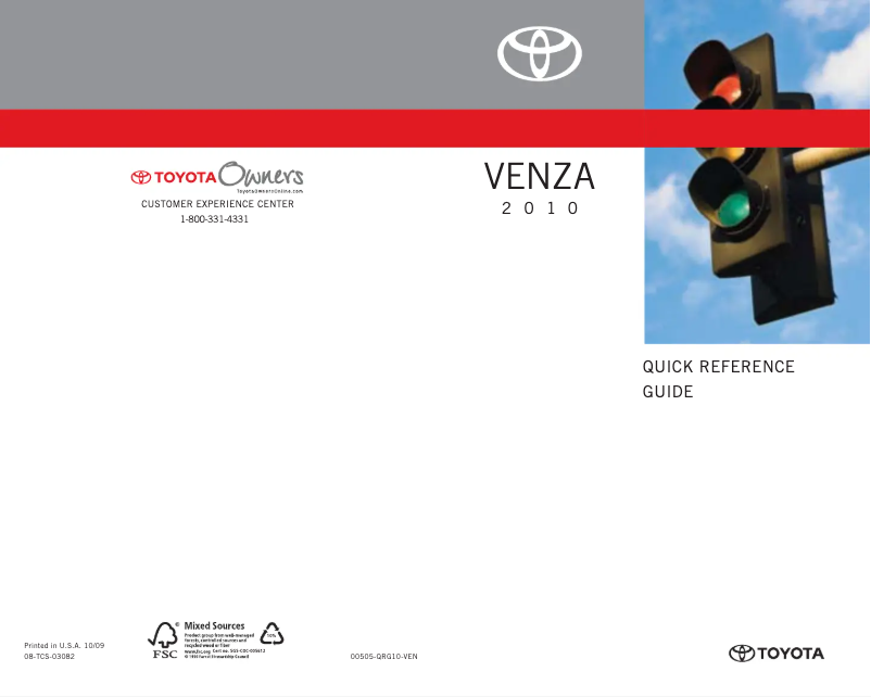 Page 1 of the manual User Manual Toyota Venza (2010)