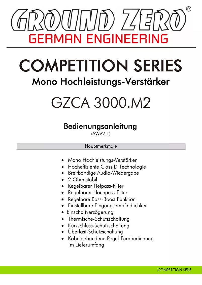 First page image of the manual for GZCA 3000.M2