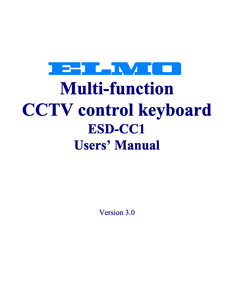 First page image of the manual for ESD-CC1