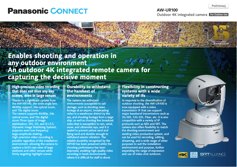 Page 1 of the manual User Manual Panasonic AW-UR100