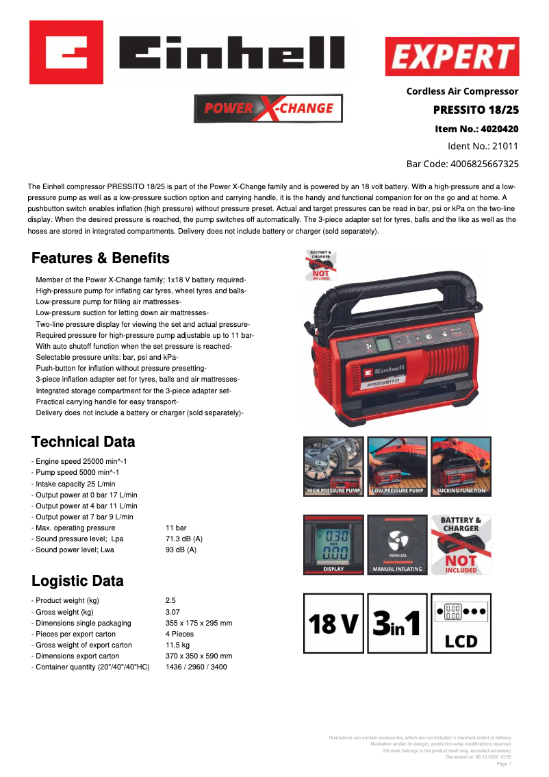 First page image of the manual for PRESSITO 18/25