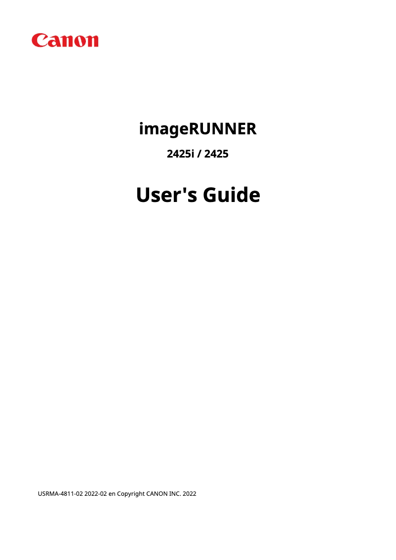 First page image of the manual for imageRUNNER 2425i