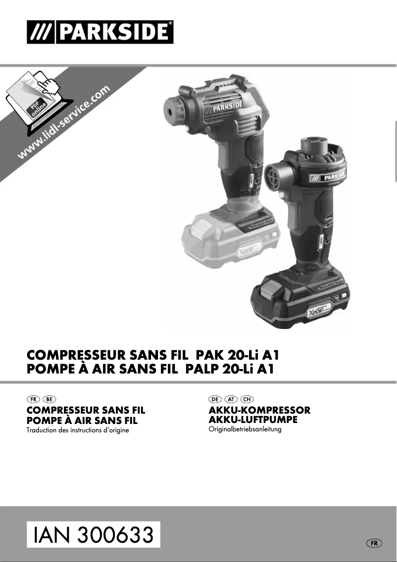 Page 1 of the manual User Manual Parkside PALP 20-Li A1