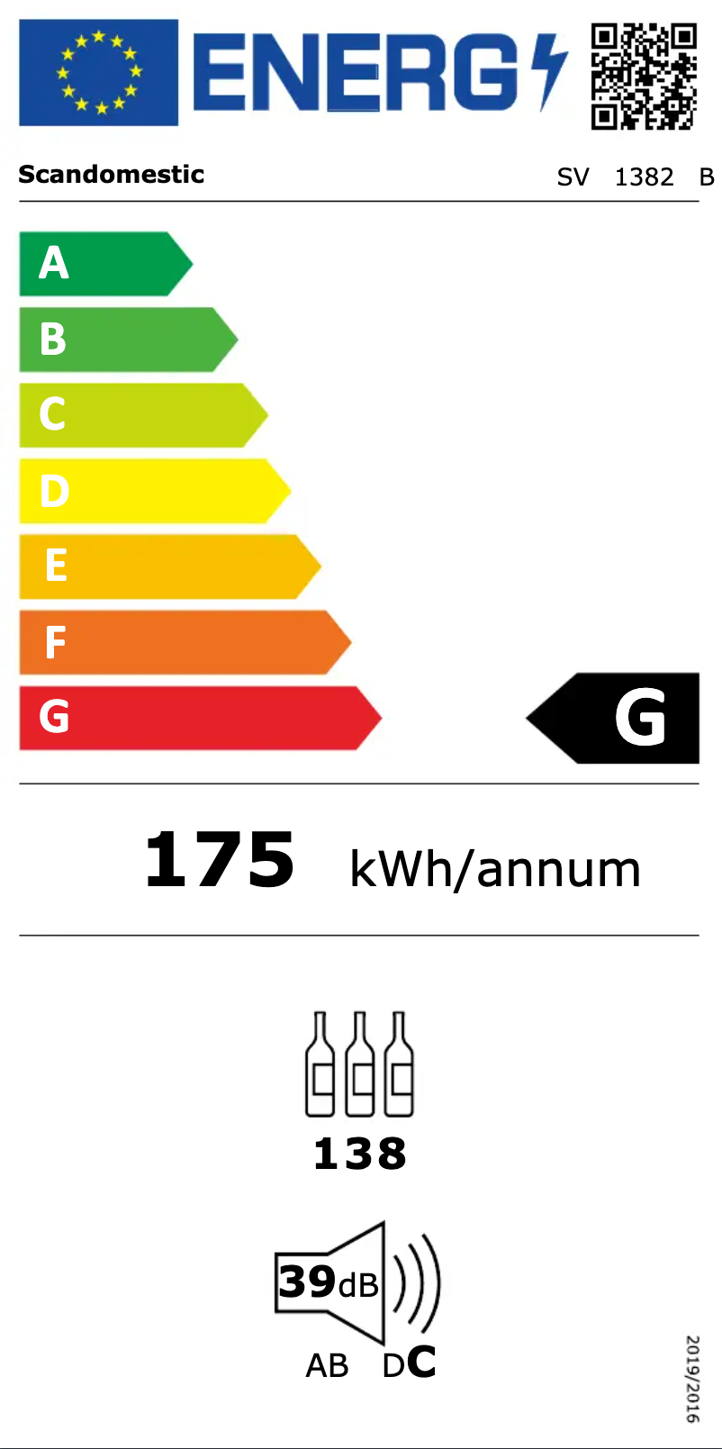 Page 1 de la notice Label énergétique Scandomestic SV 1382 B