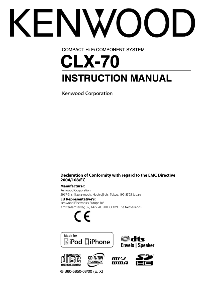 First page image of the manual for CLX-70-B