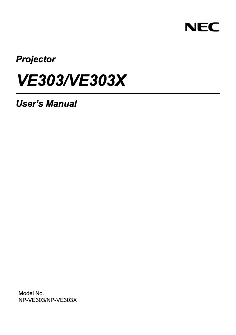 Page 1 of the manual User Manual NEC VE303-R