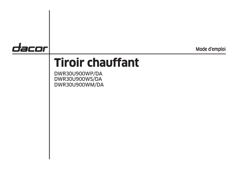 First page image of the manual for DWR30U900WP