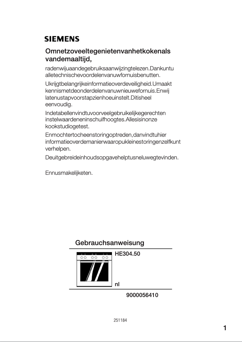 First page image of the manual for HE304550RVS