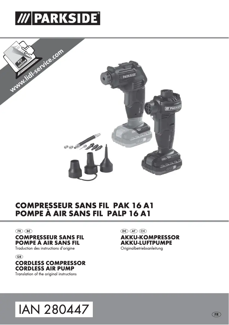 First page image of the manual for PALP 16 A1