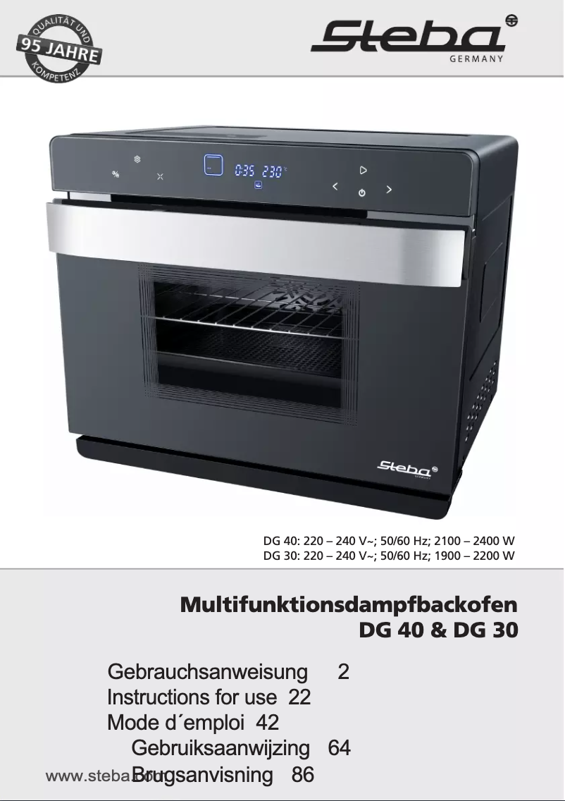 Page 1 of the manual User Manual Steba DG 30