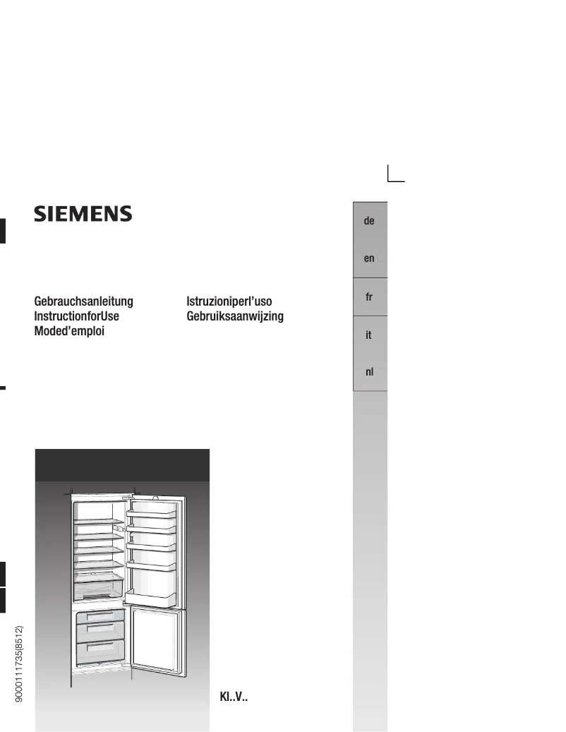 Page 1 of the manual User Manual Siemens KI38VV20GB