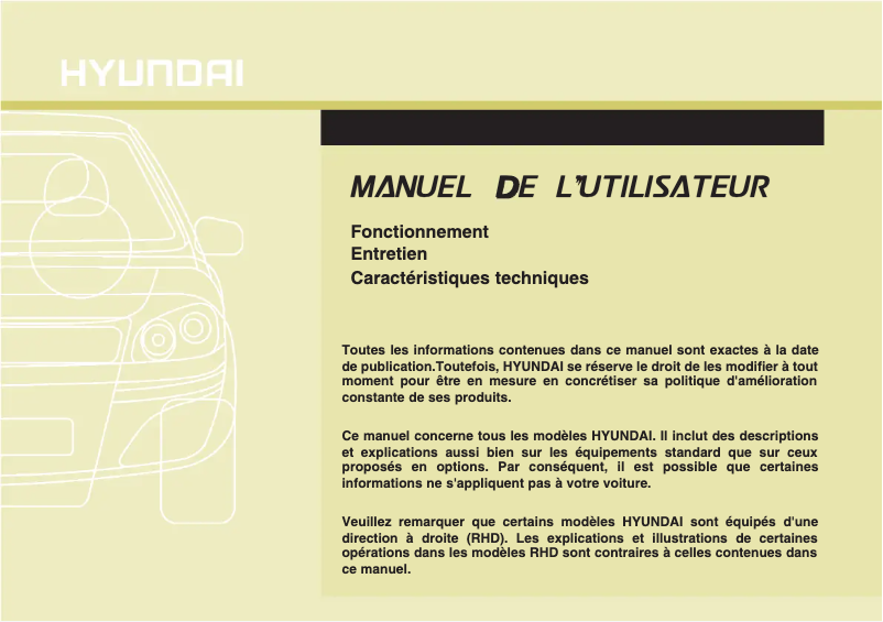 Page 1 de la notice Manuel utilisateur Hyundai i40 (2012)