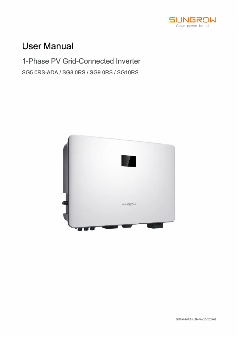 Image de la première page du manuel de l'appareil SG10RS