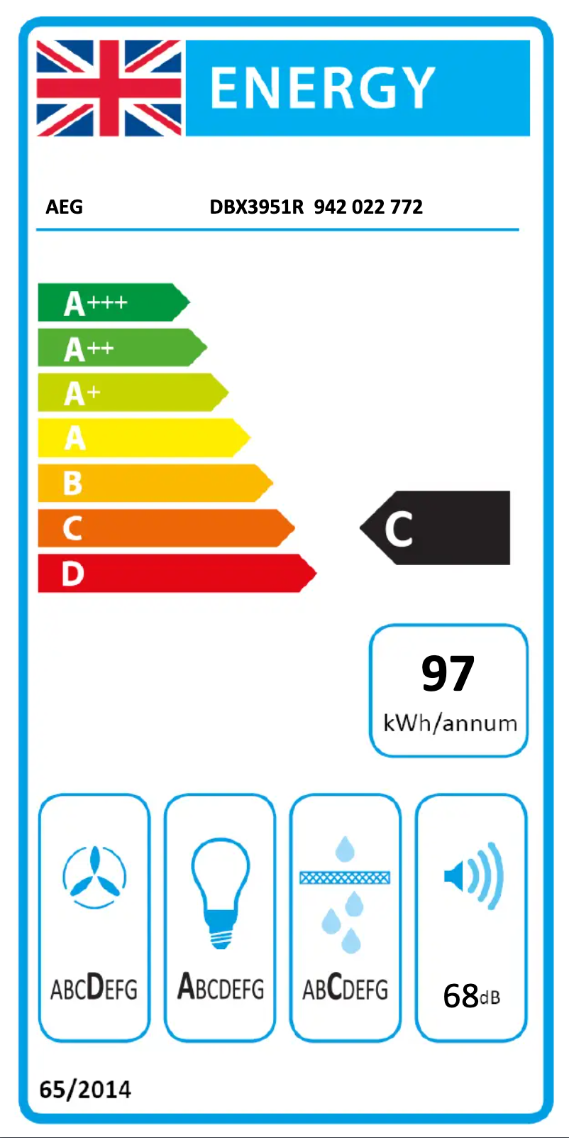 Page 1 of the manual Energy Label AEG DBX3951R