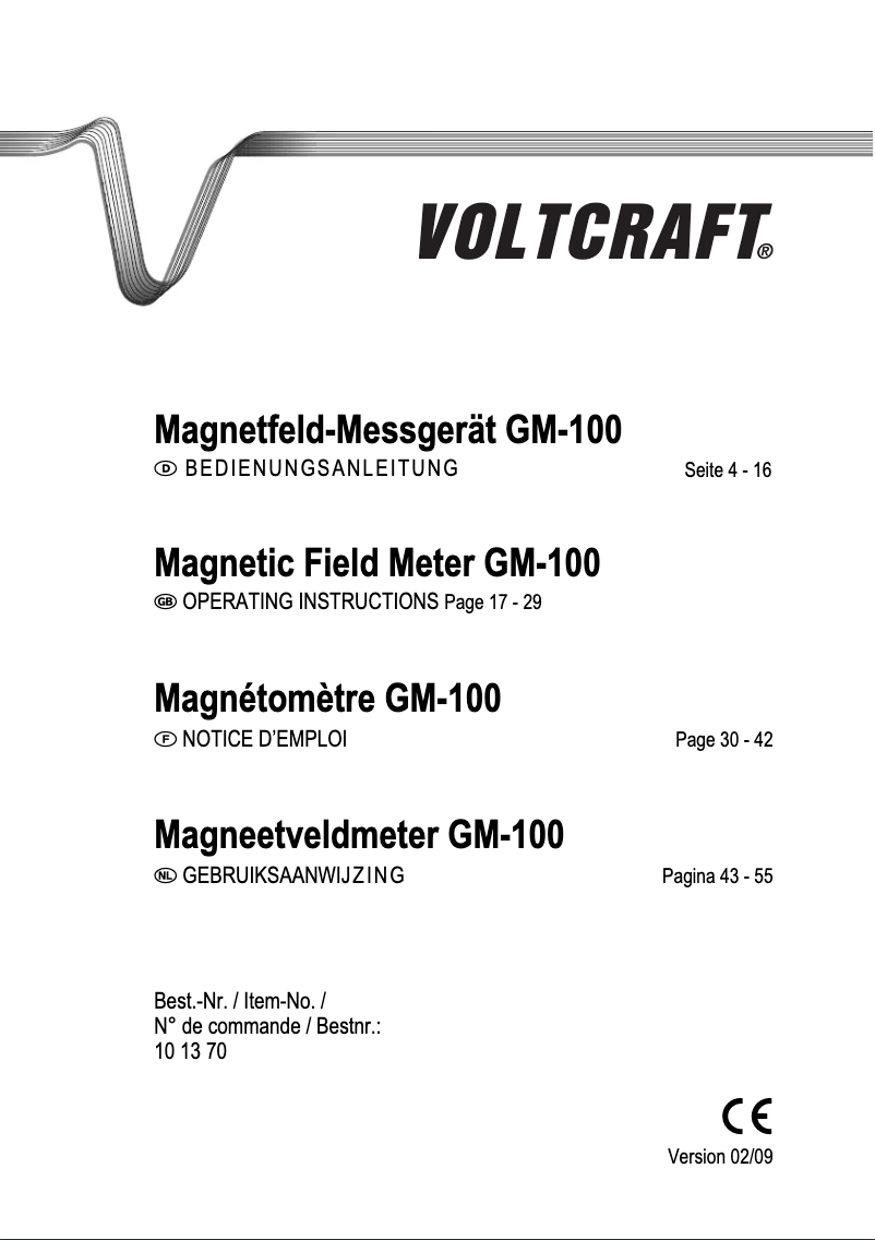 Page 1 of the manual User Manual Voltcraft GM-100