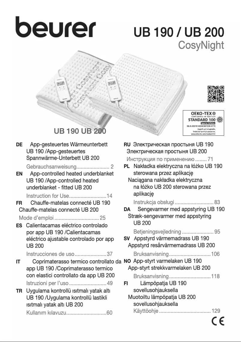 First page image of the manual for UB 200 CosyNight