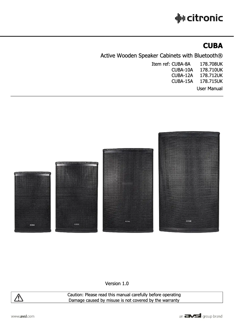 First page image of the manual for CUBA-15A