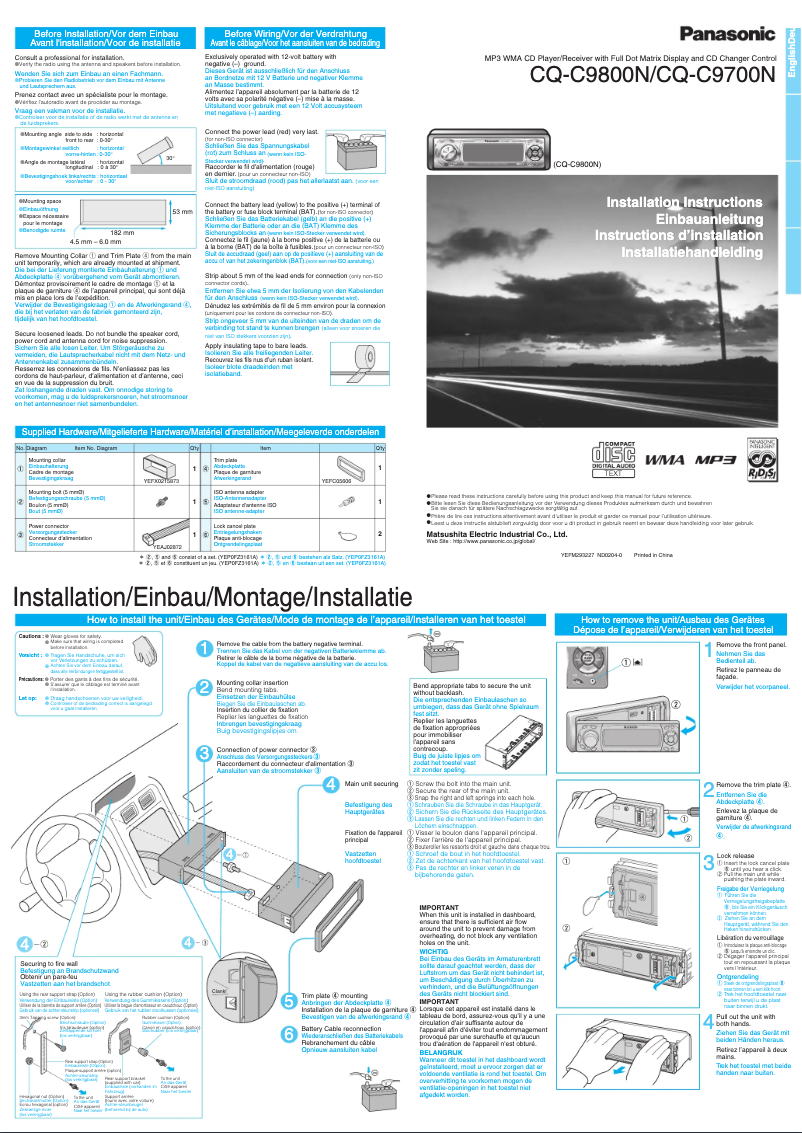 Page 1 of the manual User Manual Panasonic CQ-C9700N