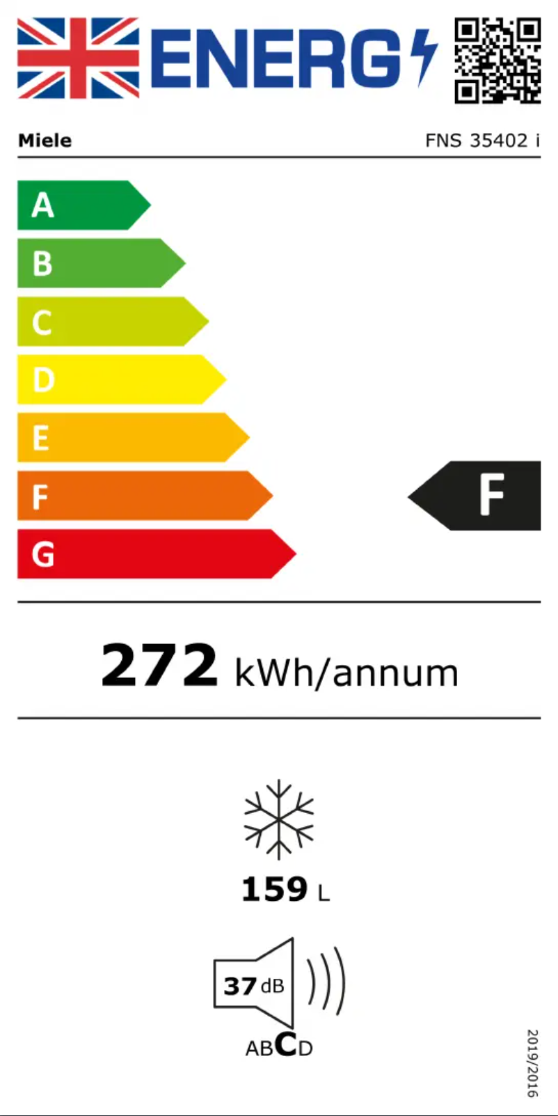 Page 1 of the manual Energy Label Miele FNS 35402 I