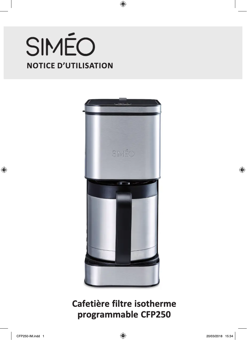 Page 1 de la notice Manuel utilisateur Siméo CFP250