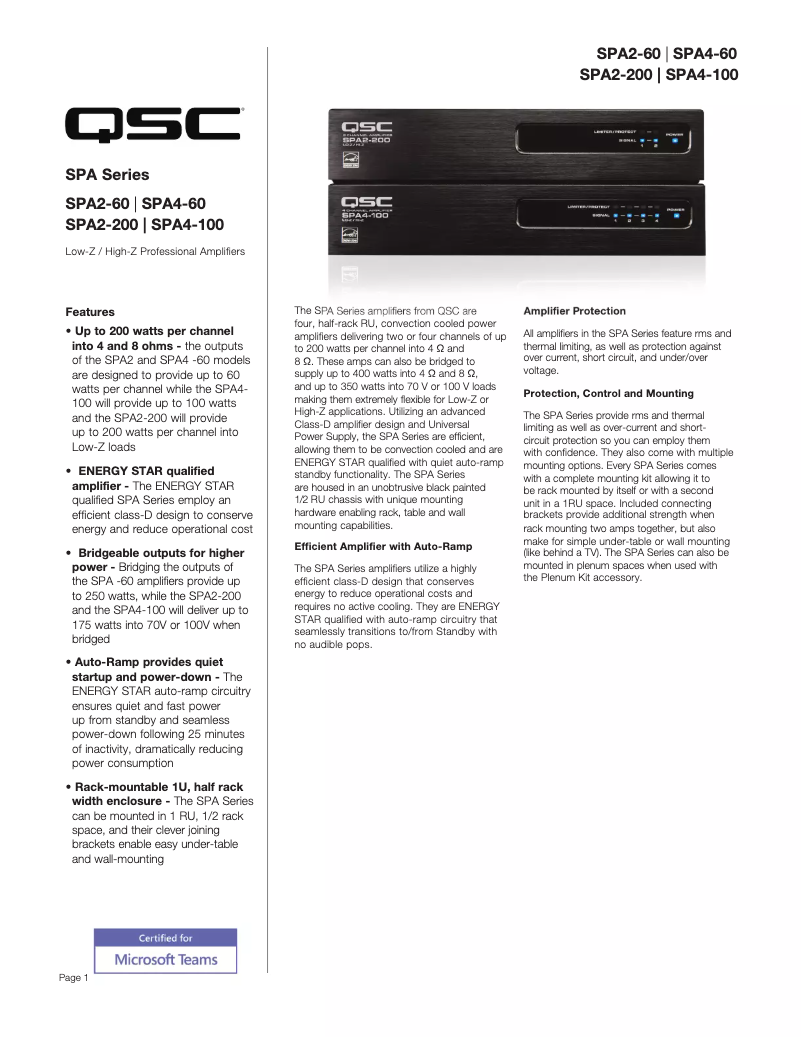 First page image of the manual for SPA4-60