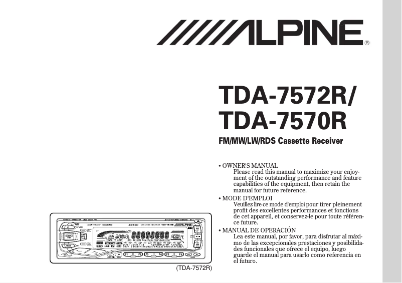 First page image of the manual for TDA-7572R