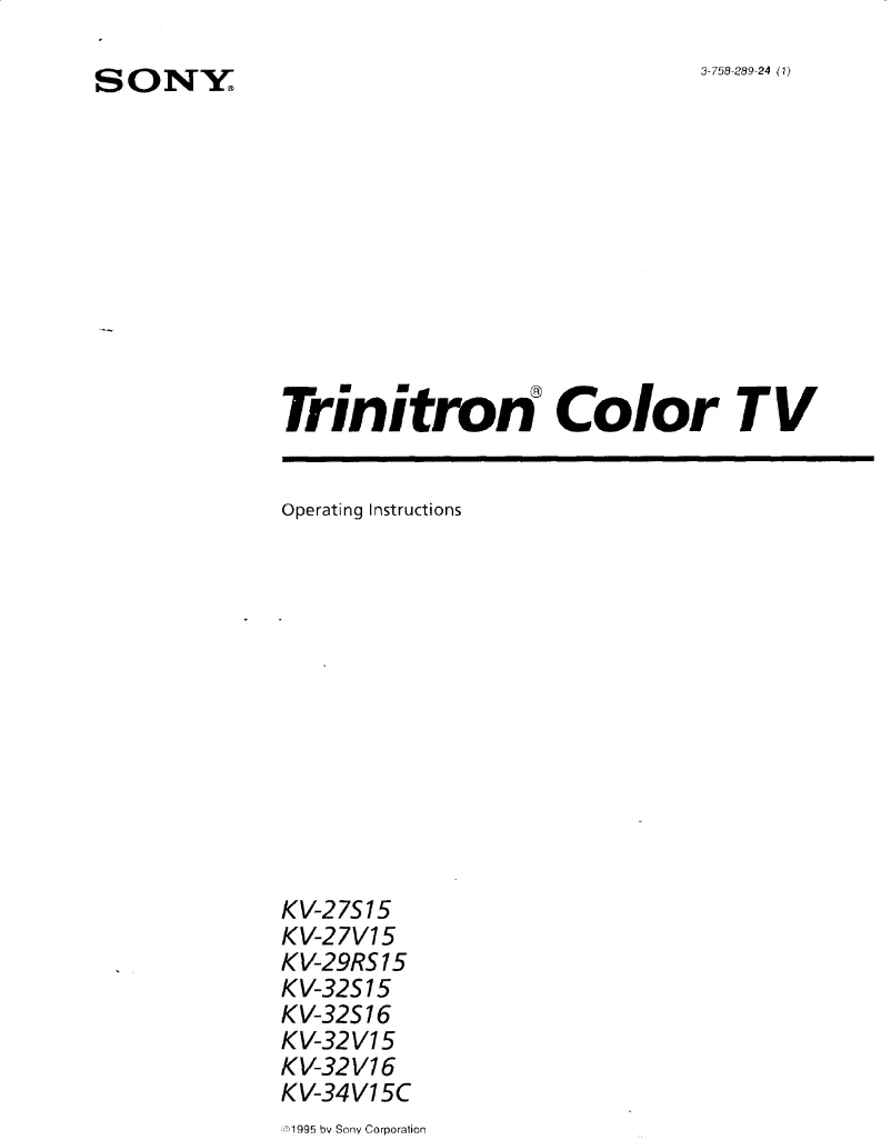 Page 1 of the manual User Manual Sony KV-29RS15