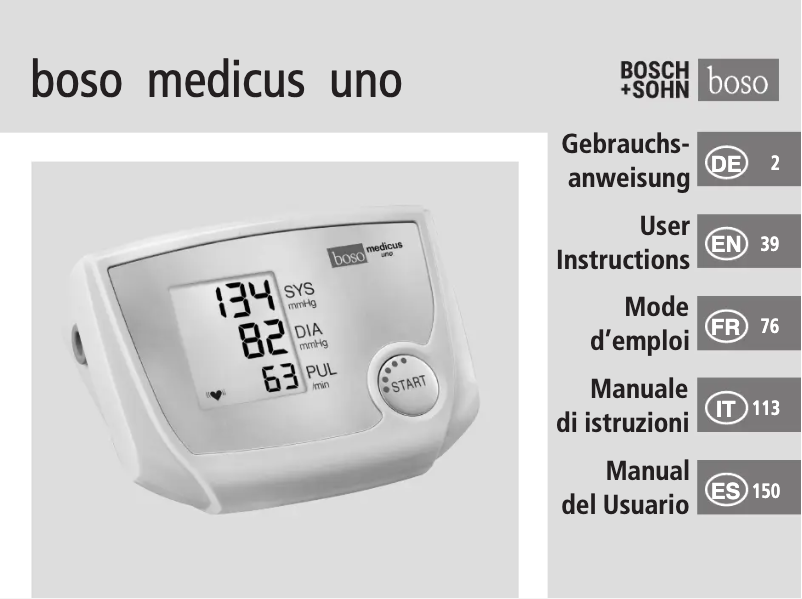 First page image of the manual for Medicus Uno