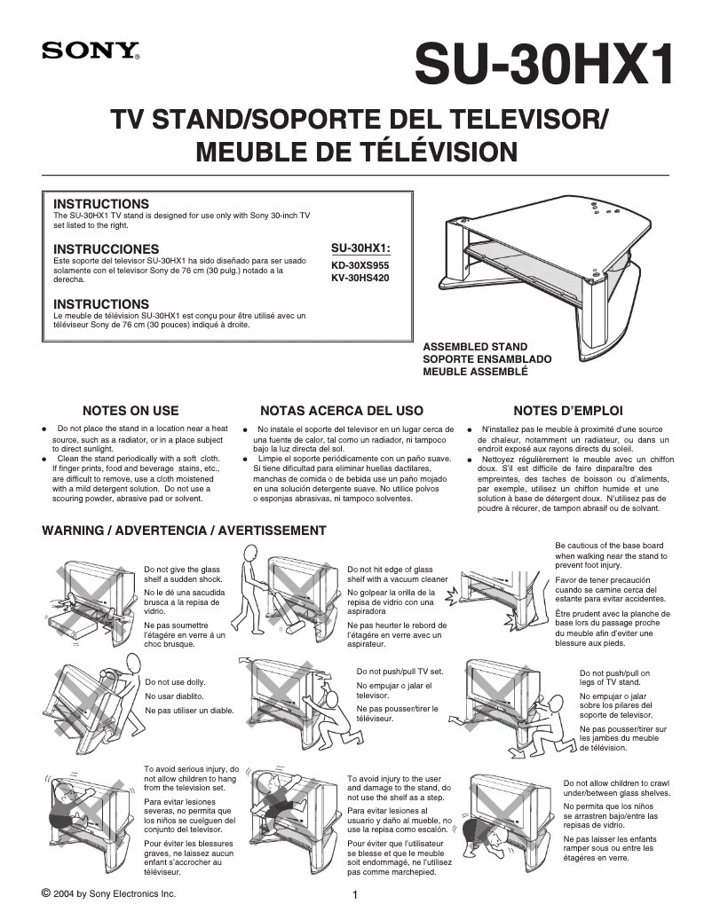 Page 1 of the manual User Manual Sony KV-30HS420