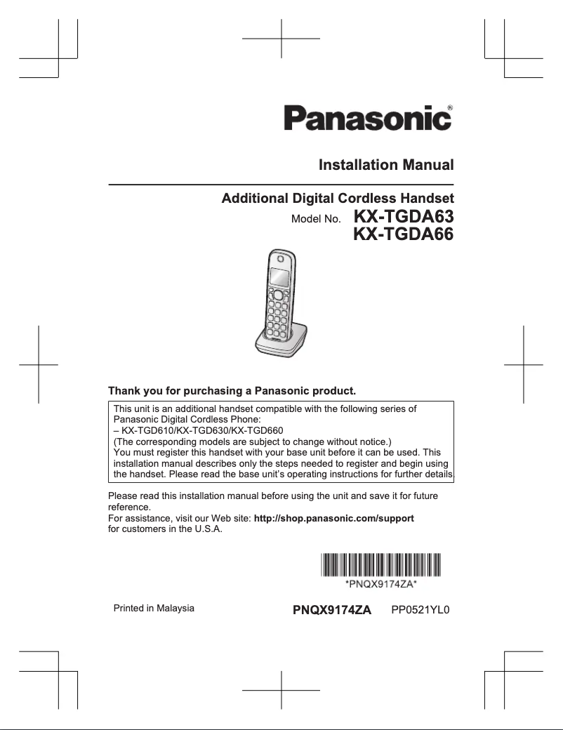 Page 1 of the manual User Manual Panasonic KX-TGDA66