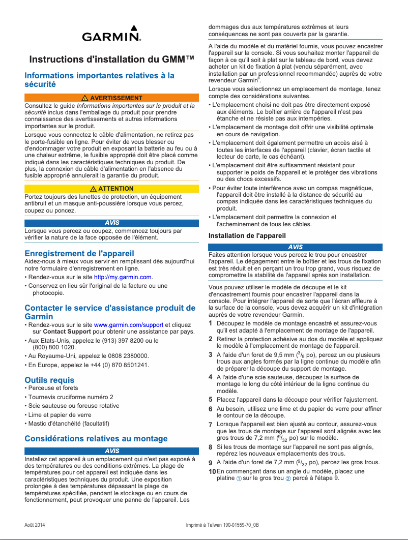 First page image of the manual for GMM 190