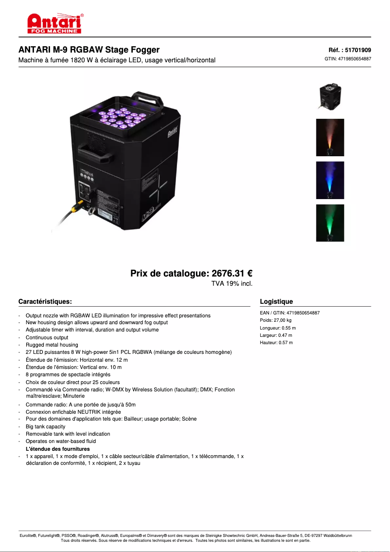 Page 1 of the manual Technical Sheet Antari M-9