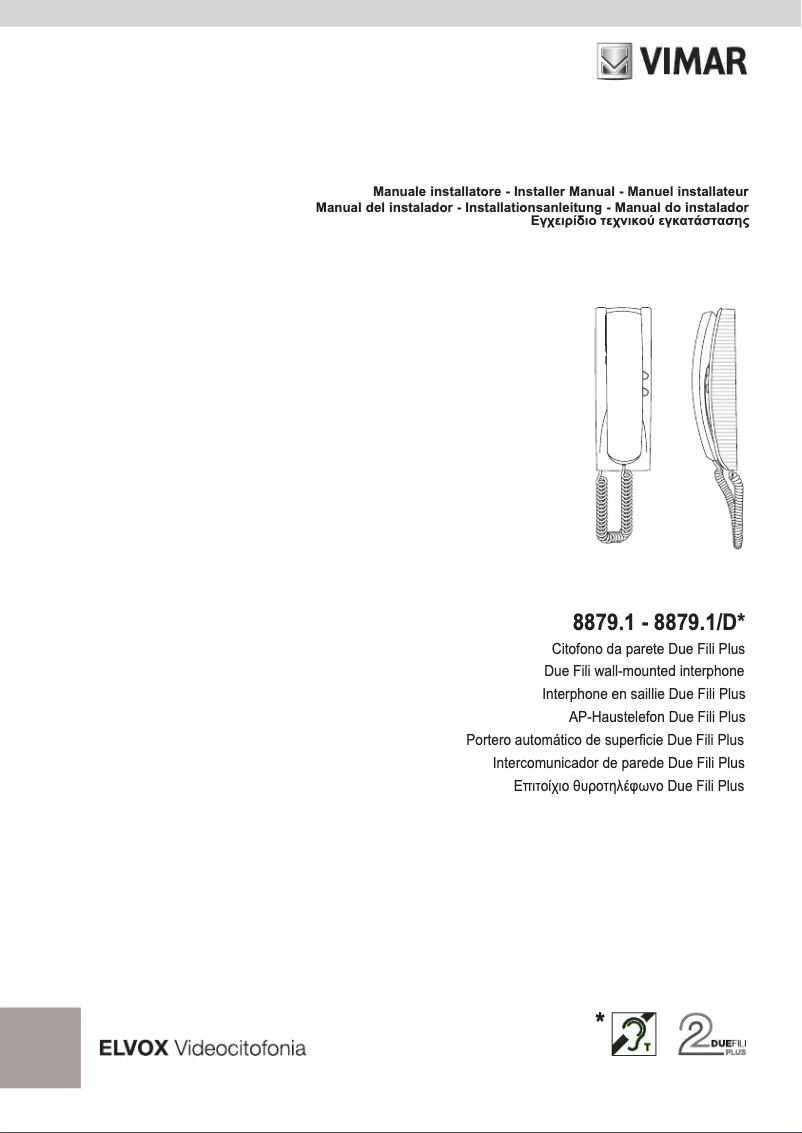 Page 1 of the manual User Manual Vimar ELVOX 8879.1