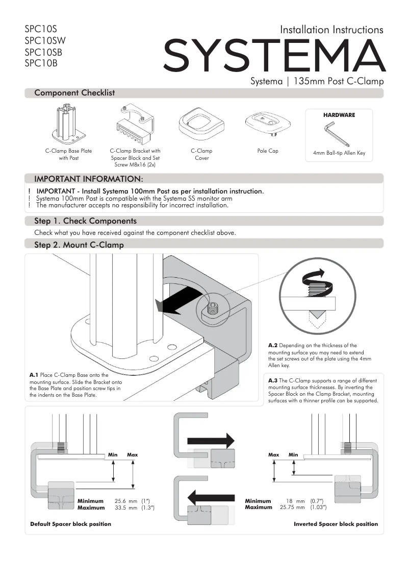 Image de la première page du manuel de l'appareil SPC10S
