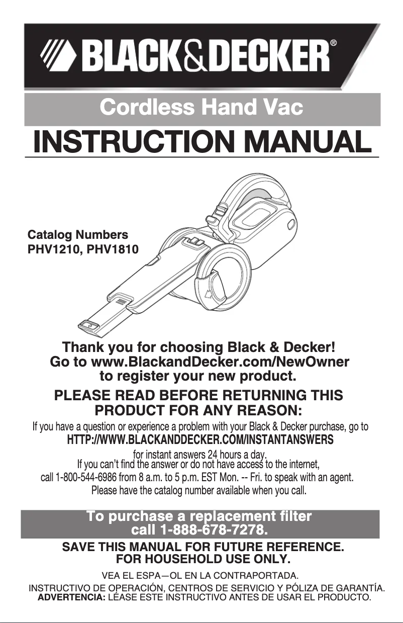 Page 1 of the manual User Manual Black & Decker PHV1210