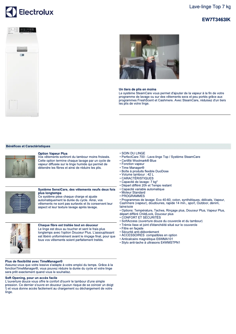 First page image of the manual for EW7T3463IK