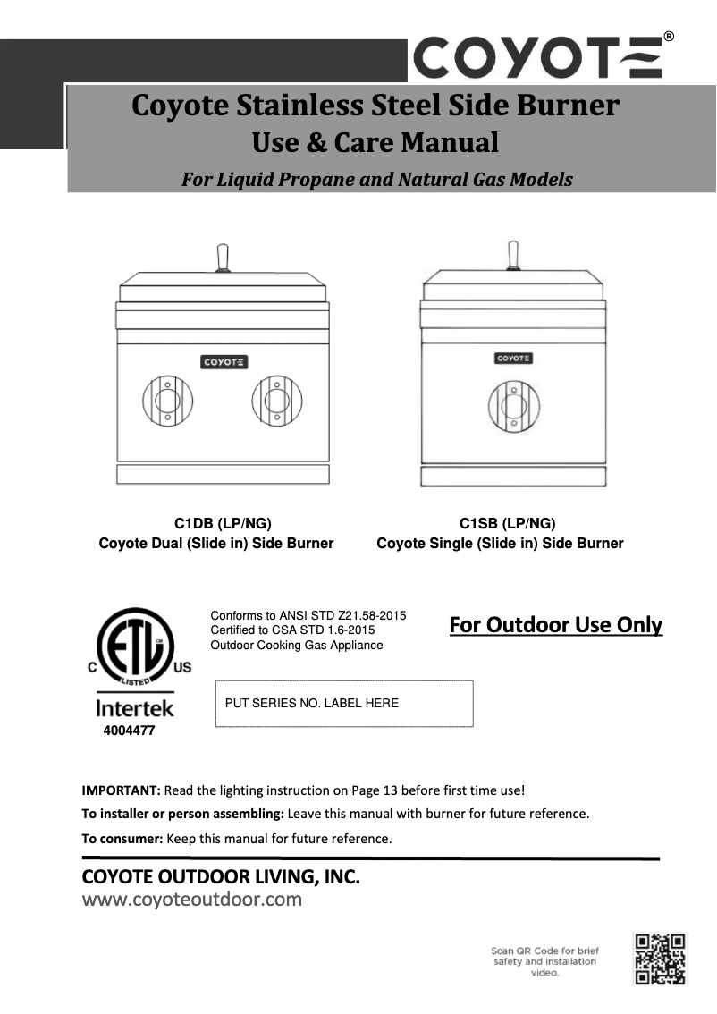 First page image of the manual for C1DB