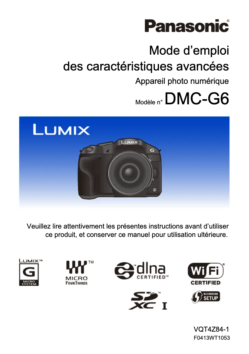 First page image of the manual for Lumix DMC-G6