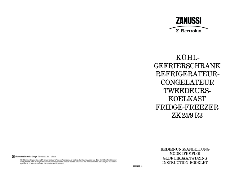 Page 1 of the manual User Manual Zanussi ZK 25/9 r3