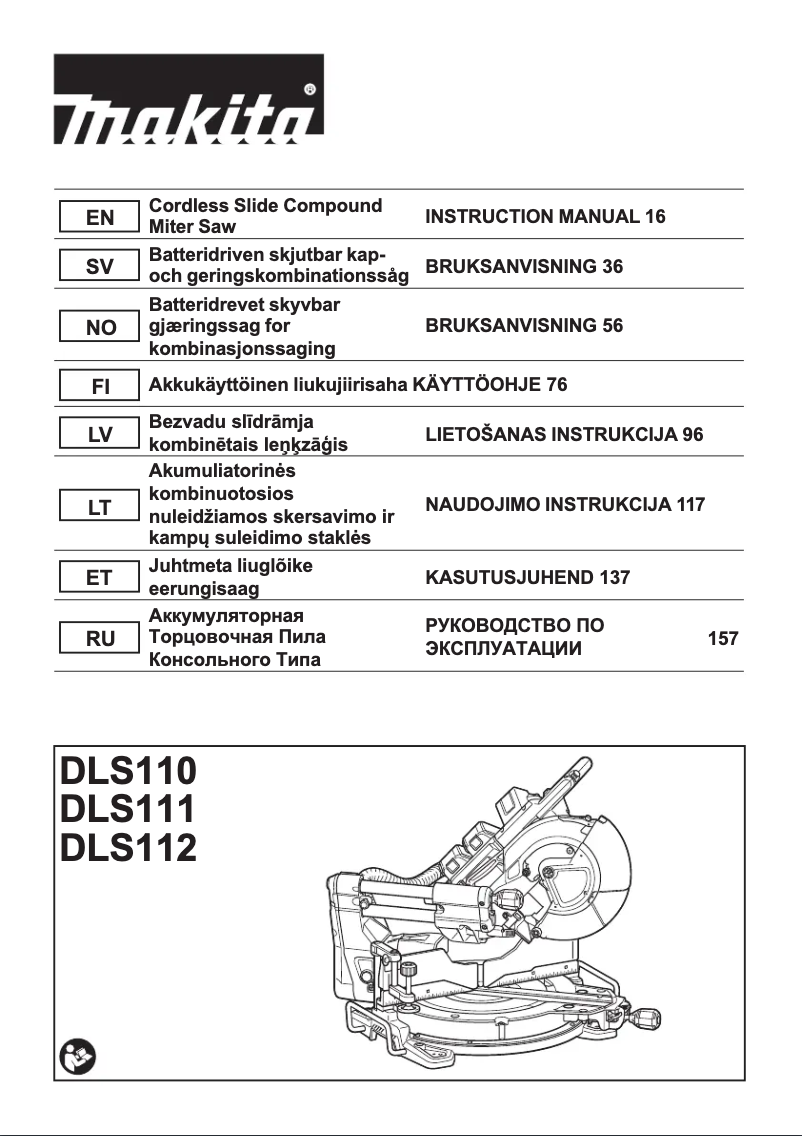 Page 1 of the manual User Manual Makita DLS110Z