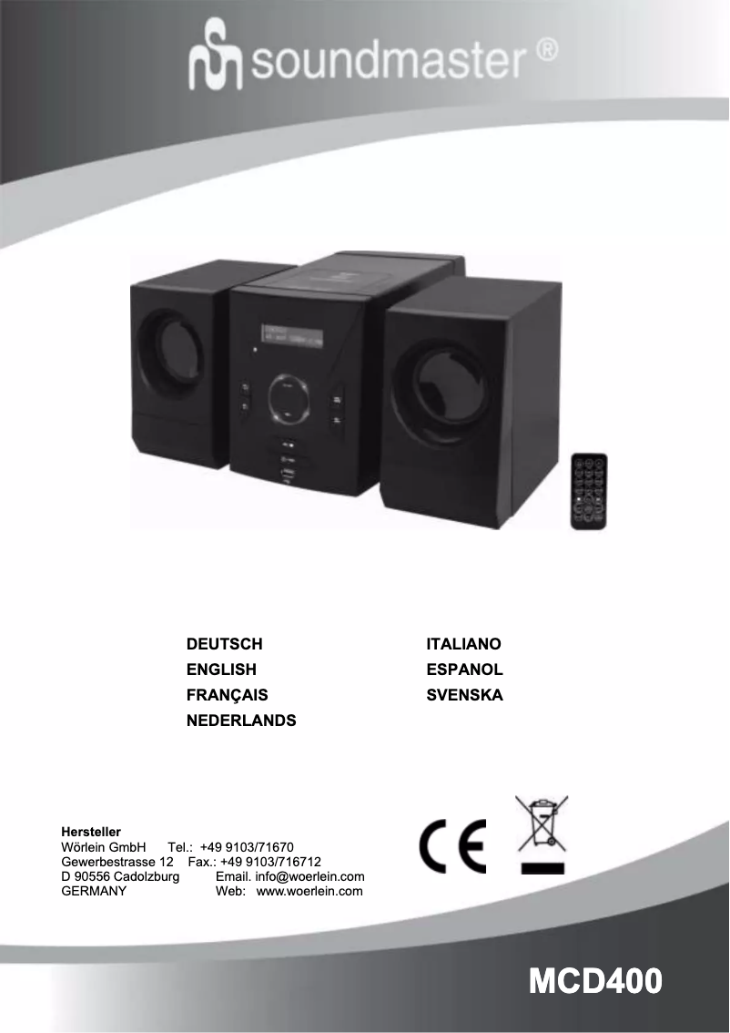 First page image of the manual for MCD400