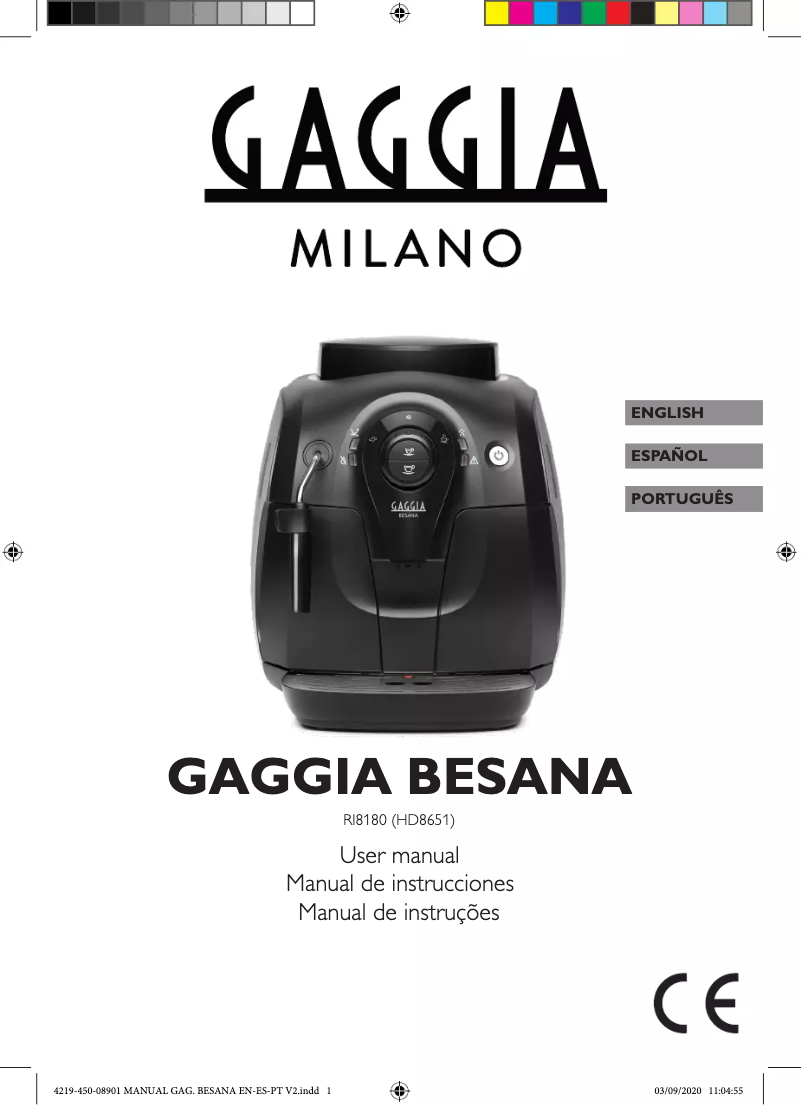 Page 1 of the manual User Manual Gaggia Besana