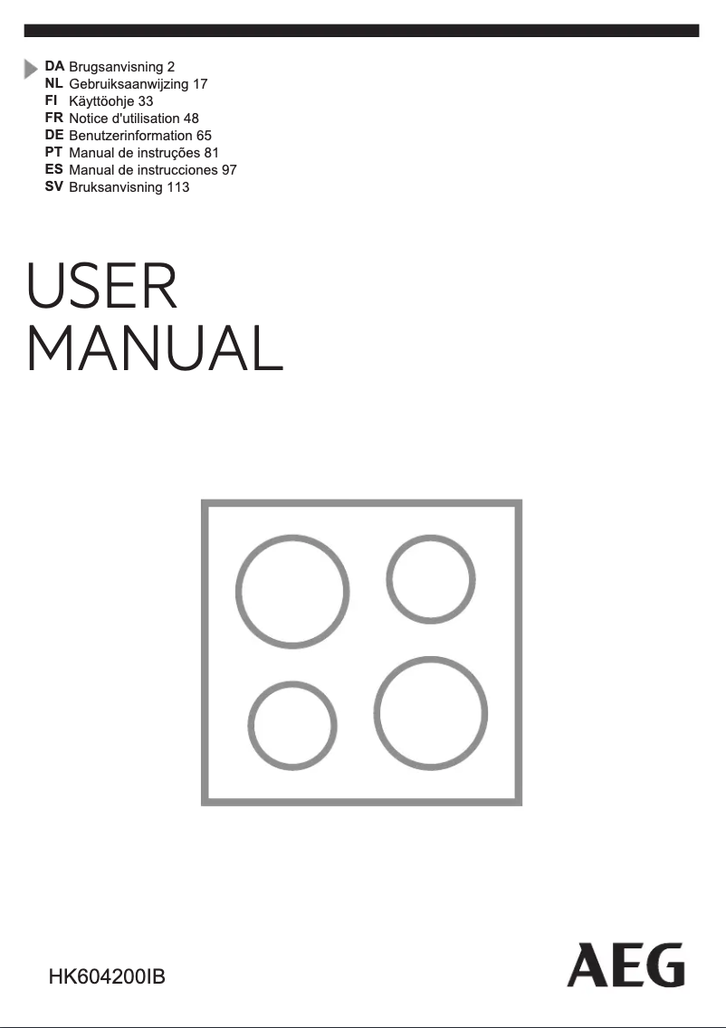 Page 1 of the manual User Manual AEG HK604200IB