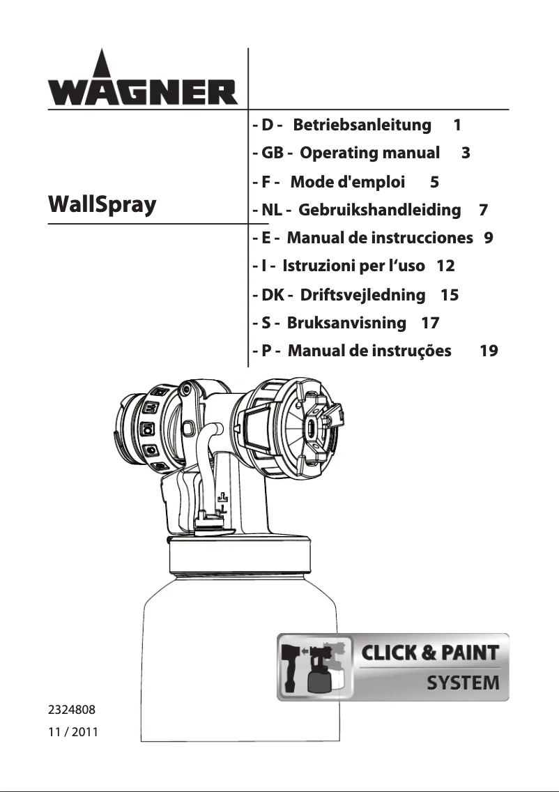 First page image of the manual for WallSpray