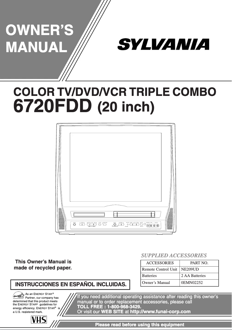 Page 1 of the manual User Manual Sylvania 6720FDD