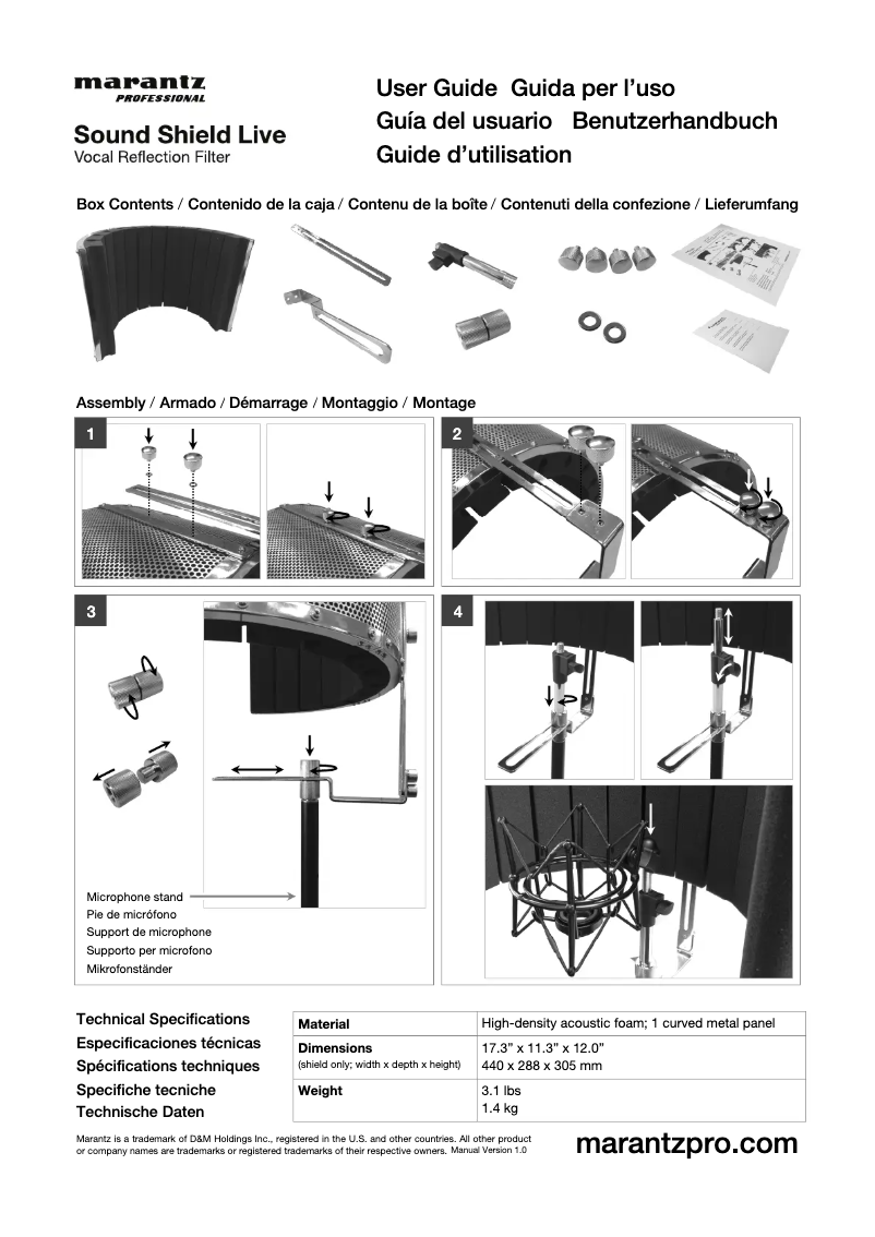 First page image of the manual for Sound Shield Live